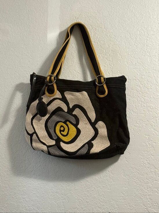 Fossil Handbags - Vintage Fossil Cloth Embroidered Floral Handbag purse bag 17x13